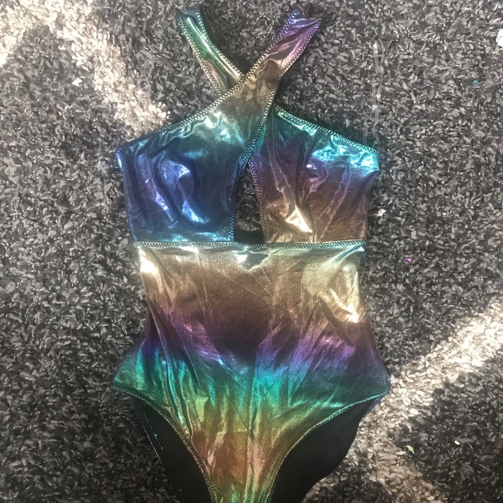 NWT Oil Slick Rainbow Bodysuit Small
